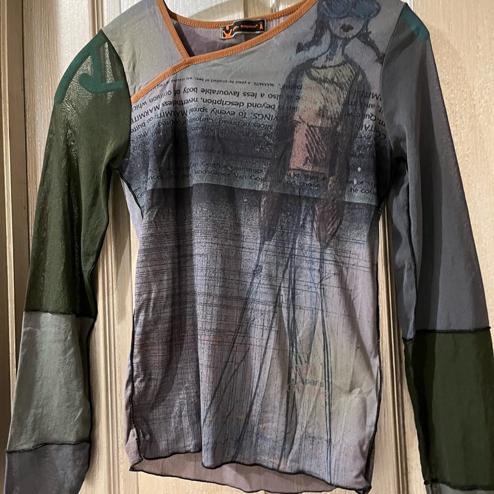 Cop.Copine Gray and Brown Top